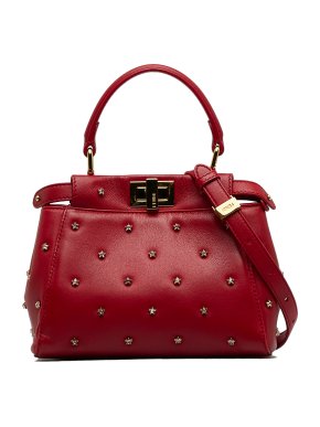 Fendi Red XS Studded Crystal Stars Peekaboo