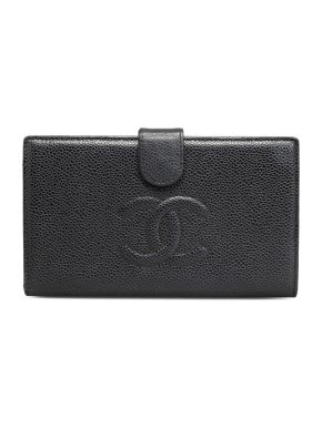 Chanel Black Caviar Leather Long Wallet