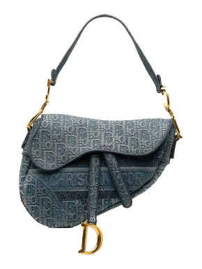 Dior Diro Denim Oblique Saddle Bag