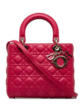 Dior Pink Medium Lambskin Cannage Lady Dior
