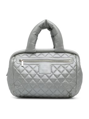 Chanel Silver Lambskin Coco Cocoon Bowler Bag