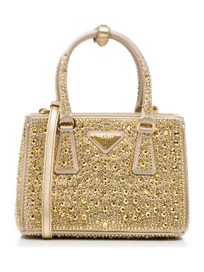Prada Gold Mini Crystal Embellished Galleria