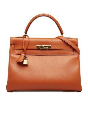 Hermes Vintage Kelly 32 Retourne in Orange Swift Leather