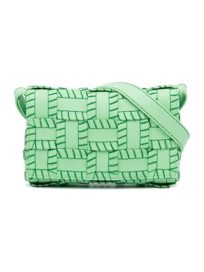 Bottega Veneta Green Maxi Intrecciato Overlock Stitched Cassette Bag