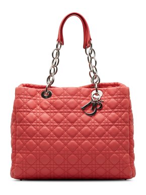 Dior Pink Large Cannage Lady Dior Soft Shopping Tote
