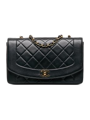 Chanel Black Lambskin Medium Diana Flap Bag