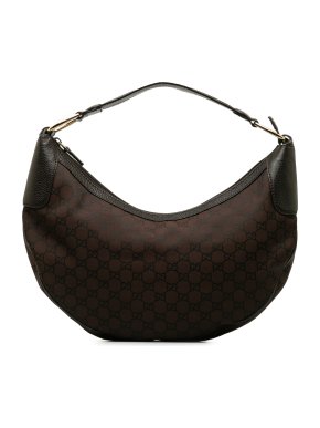 Gucci Brown GG Canvas Half Moon Hobo Bag