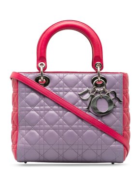 Dior Medium Bicolor Lambskin Cannage Lady Dior
