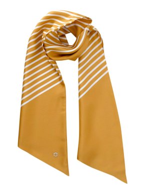 Loro Piana Yellow and White Striped Silk Twilly Scarf