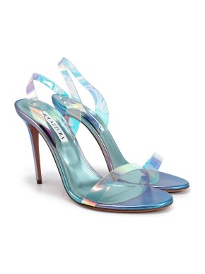 Aquazzura Irredescent Blue So Nude Plexi Sandals