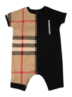Burberry Baby Black Lennox Half Check Romper