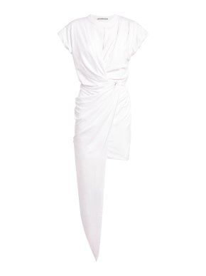 Alexander Wang White Cotton Asymmetric Draped Dress