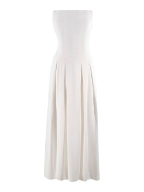 Tove White Malene Strapless A-line Midi Dress