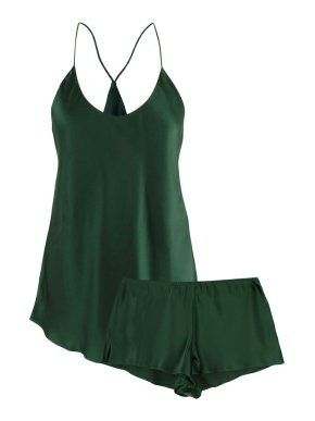 Olivia Von Halle Bella Evergreen Silk Pyjamas In Green