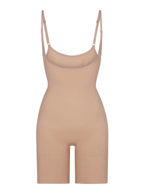 Skims Butt Enhancing Open Bust Stretch Bodysuit in Clay