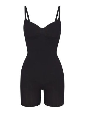 Skims Seamless Sculpt Mid Thigh Bodysuit in Onyx