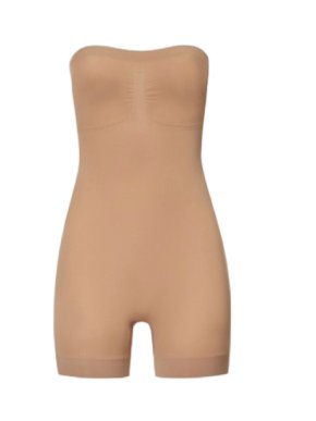 SKIMS Seamless Sculpt Shortie Strapless Bodysuit in Ochre