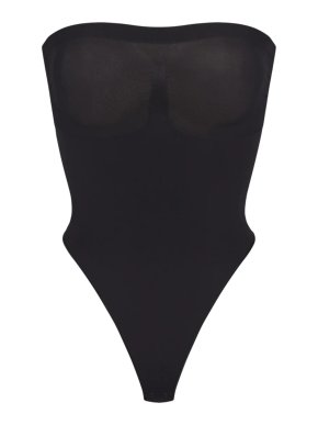 SKIMS Seamless Sculpt Strapless Thong Bodysuit in Onyx