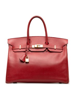Hermes Birkin 35 Retourne in Red  Courchevel Leather with Gold Hardware