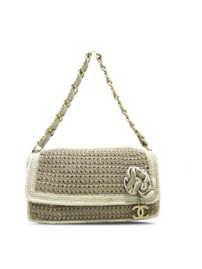 Chanel Beige Crochet Camellia Flap Bag