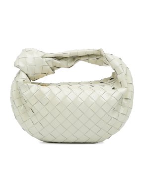 Bottega Veneta White Mini Patent Leather  Intrecciato Jodie