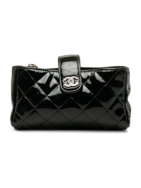 Chanel Black Patent Leather CC Phone Pouch