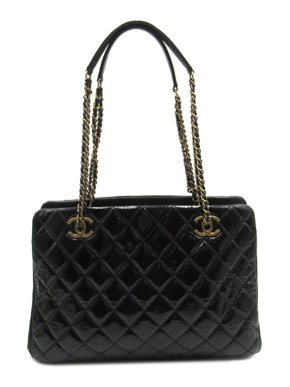 Chanel Black Patent Goatskin CC Eyelet Shoulder Bag