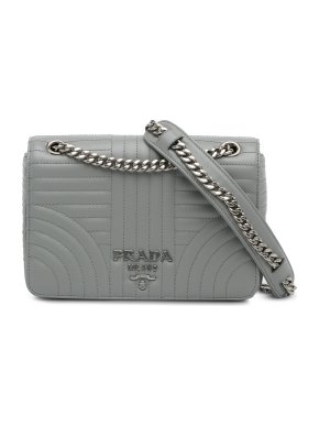 Prada Grey Small Soft Calf Impunture Diagramme Bag