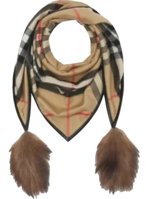 Burberry Beige Checked Cashmere Scarf