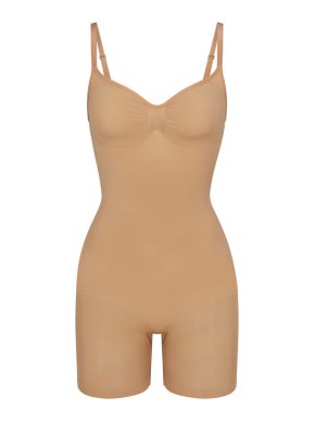 Skims Seamless Sculpt Mid Thigh Bodysuit in Ochre