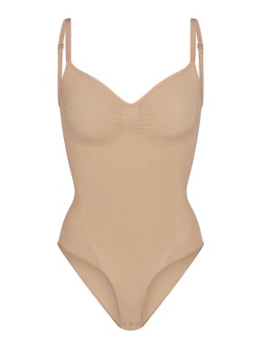 SKIMS Seamless Sculpt Brief Bodysuit in Clay