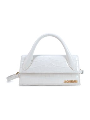 Jacquemus White Croc Embossed Le Chiquito Long Bag