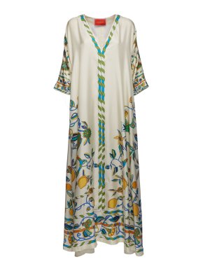 La Double J Twill Silk Placée Muumuu Dress