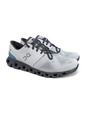 On Running Grey and Blue Cloud x3 Trainers