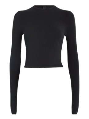Skims New Vintage Cropped Long-Sleeved T-Shirt in Onyx