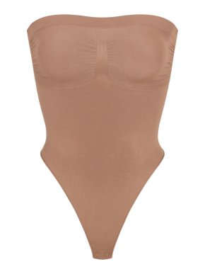 SKIMS Seamless Sculpt Strapless Thong Bodysuit in Sienna