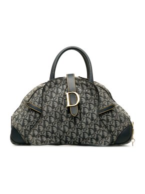 Dior Blue Diorissimo Double Saddle Bowler Bag