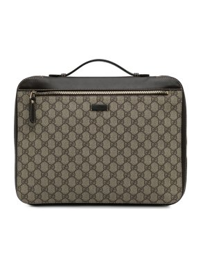 Gucci Coated Canvas and Leather GG Supreme Business Bag