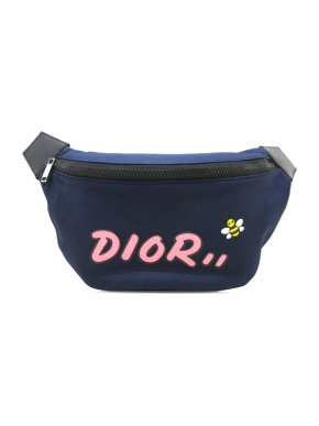 Dior Navy B Embellished Belt Bag