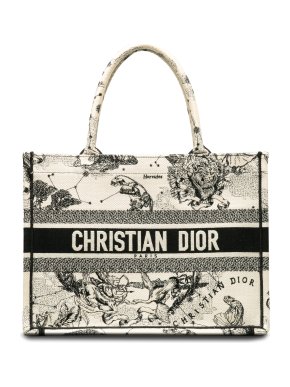 Dior Black and White Emboidered Small Zodiac Book Tote