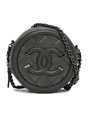 Chanel Anthracite Caviar CC Filigree Crossbody Bag