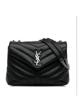 Saint Laurent Black Leather Small Loulou Shoulder Bag