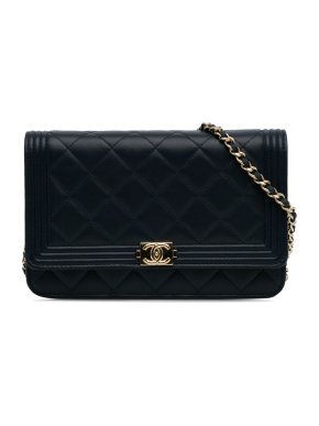 Chanel Midnight Blue  Boy Wallet On Chain