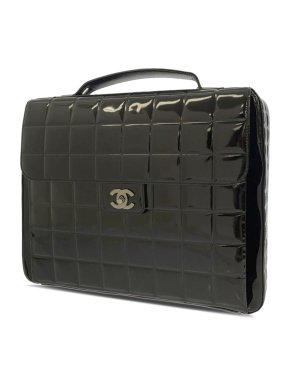 Chanel Black Patent Chocolate Bar Briefcase