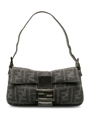 Fendi Grey Wool Zucca Baguette Bag
