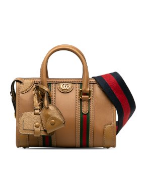 Gucci Camel Web-Stripe Leather Handbag