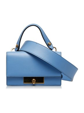 Alexander Mcqueen Blue Mini Skull Bag