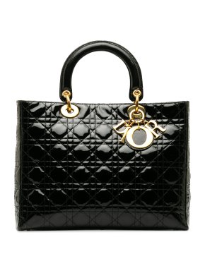 Dior Black Large Patent Leather Lady Dior