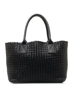 Bottega Veneta Black Small Intrecciato Cabat Tote Bag
