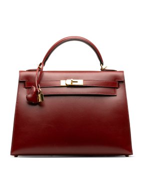 Hermes Kelly 32 in Red Box Calf Leather with Gold Hardware